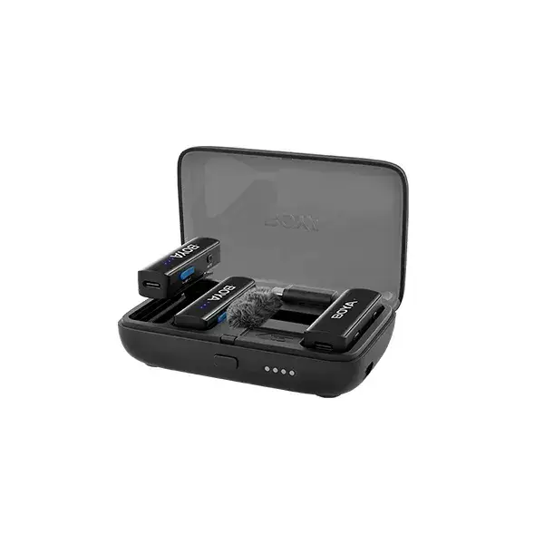 BOYA Boyalink C2 Upgraded 3-in-1  Compact Wireless Microphone, 2  Level Noise Cancelling, 300 Meter  range, 30 hours, Connector 3.5mm  & Type C