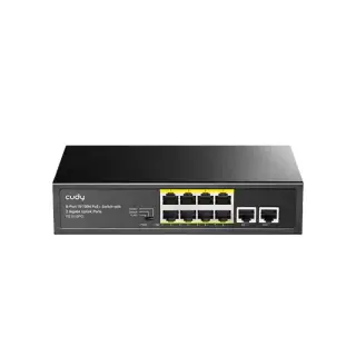 CUDY FS1010PG 8-Port 10/100M PoE+ Switch 120W 2×Gigabit Uplink CCTV VLAN 250m