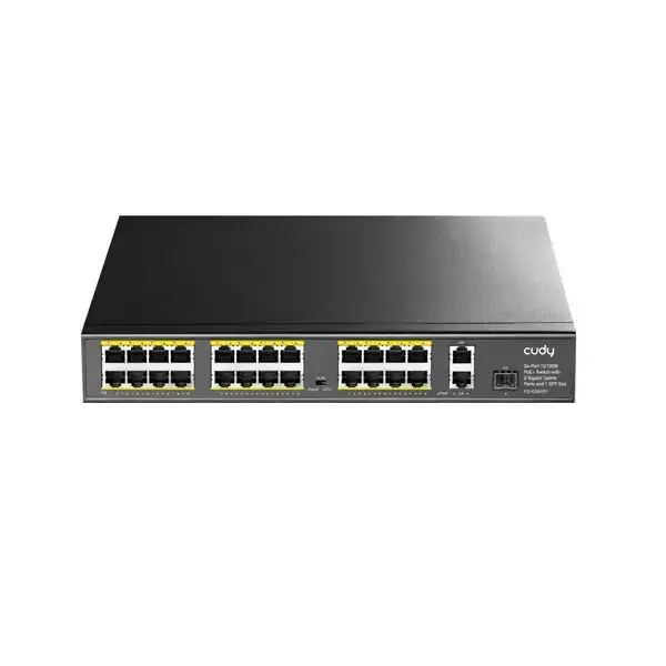 CUDY FS1026PS1 24-Port 10/100M PoE+ Switch 300W 2×Gigabit Uplink...