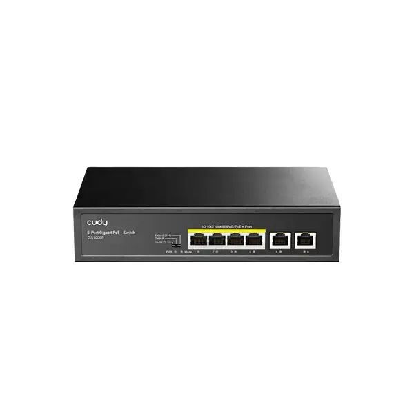CUDY GS1006P 4-Port Gigabit PoE+ Switch 65W 2×Uplink Extend Mode...