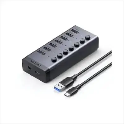 UGREEN CM481 7-Port USB 3.0 Powered Hub 5Gbps with Individual Switch & 12V Adapter (30778)