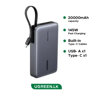 UGREEN PB551 20000mAh 145W Power Bank with Built-in Cable