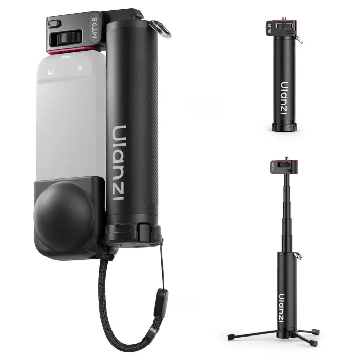 Ulanzi MT98 Foldable Selfie Stick Tripod Outdoor Travel Vlogging Shots for Insta360 X4/X5 for DJI Action 4/5/6 Action Cameras  57cm Extendable Mini Tripod with 1/4'' Mount, Portable Camera Stand