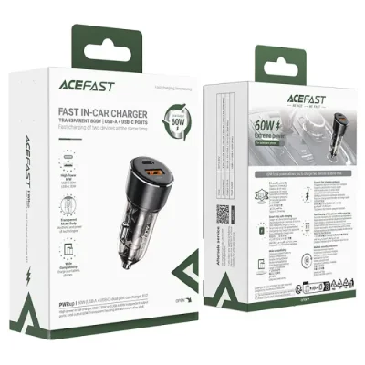ACEFAST B12 Car Charger 60W – Dual Port USB-A & USB-C Fast Charging Car Power Adapter - Image 4
