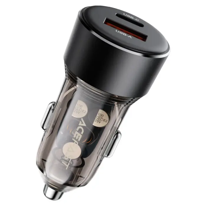 ACEFAST B12 Car Charger 60W – Dual Port USB-A & USB-C Fast Charging Car Power Adapter