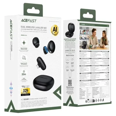 Acefast R5 Wireless Lavalier Microphones 50m stable transmission with 3 modes of noise cancelling system (Ai Noise Reduction) - Image 6