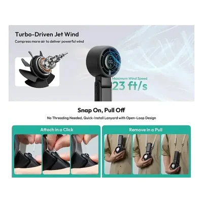 Aecooly Halo 02 PB02-A 3-in-1 Portable Handheld Fan 5000mAh USB-C Dual Airflow Neck Desk Fan - Image 2