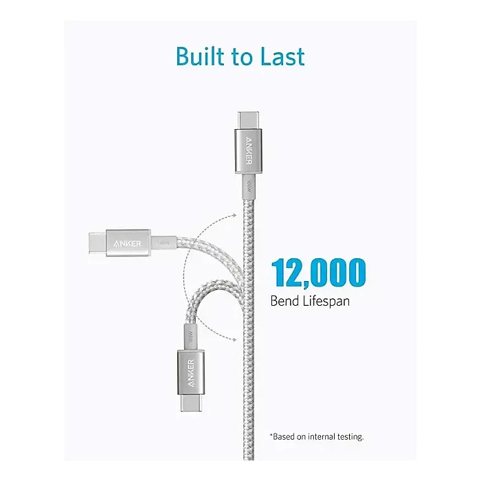 ANKER USB-C to USB-C Data Cable (100W, Braided) 3ft - Image 2