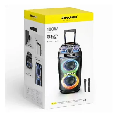 AWEI KT33 Bluetooth Speaker Troly with 2 Microphone Karaoke & Party Speaker - Image 2