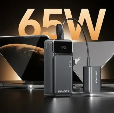 AWEI PA-108 65W Built-in Cable 30000mAh Power Bank - Image 2