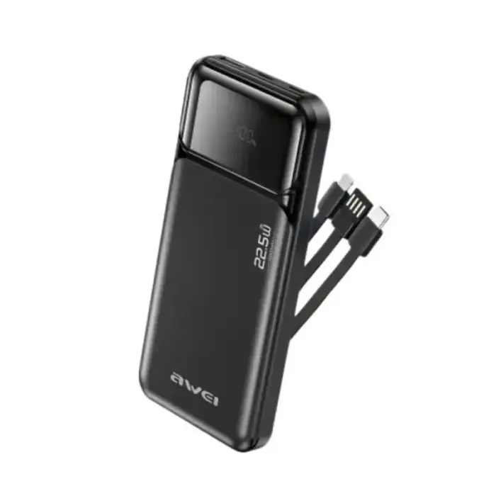 Awei PA-91 10000mah 22.5W Fast Charging Power Bank with Built‑in Cable