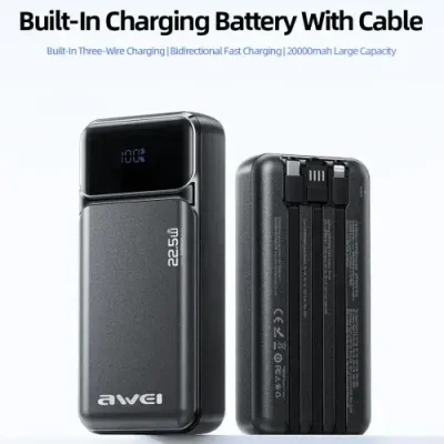 Awei PA-93 20000mah 22.5W Fast Charging Power Bank with Built‑in Cable - Image 2