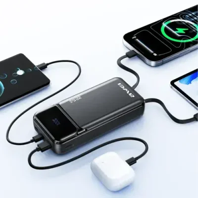 Awei PA-93 20000mah 22.5W Fast Charging Power Bank with Built‑in Cable - Image 3