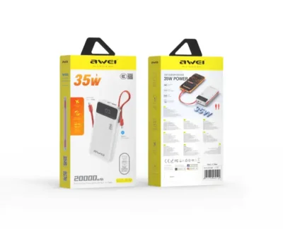 AWEI S22 20000mAh Dual Cable 35W Fast Charging Power Bank - Image 2