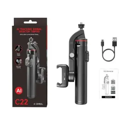 C22 AI Face Tracking 360° Rotating Selfie Stick Tripod with Bluetooth Remote & Auto Tracking Gimbal - Image 3