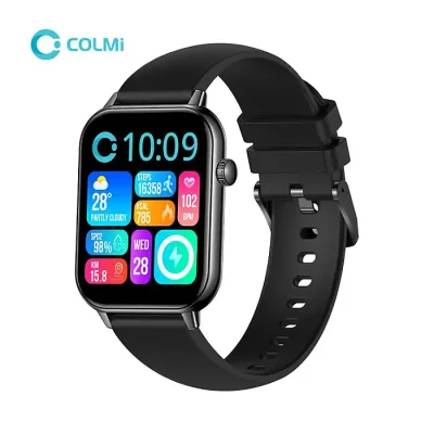 Colmi C28 Ultra Slim AMOLED Display Bluetooth Calling Smart watch With Leather Strap - Image 4