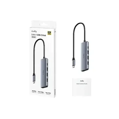 CUDY UH405 5-in-1 USB-C Hub 4K HDMI 100W PD USB 3.2 Docking Station - Image 2