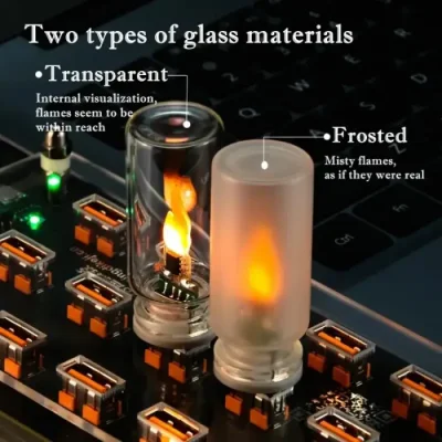 Flame USB LED Night Light Frosted Clear Glass Flickering Dynamic Flame Light for Car Home Lamp - Image 4
