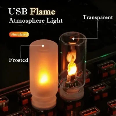 Flame USB LED Night Light Frosted Clear Glass Flickering Dynamic Flame Light for Car Home Lamp - Image 5