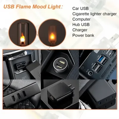 Flame USB LED Night Light Frosted Clear Glass Flickering Dynamic Flame Light for Car Home Lamp - Image 6