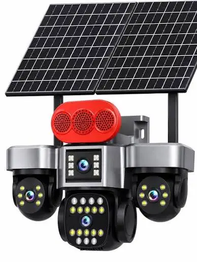 Geek Space BS-ET-5L-5G-eSIM Solar Powered 4-Lens Security Camera  4G 5G LTE with e-SIM