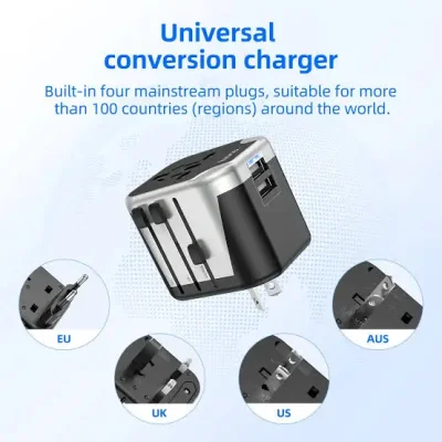 Hoco AC5 2USB+1Socket Universal Conversion travel Charger - Image 4