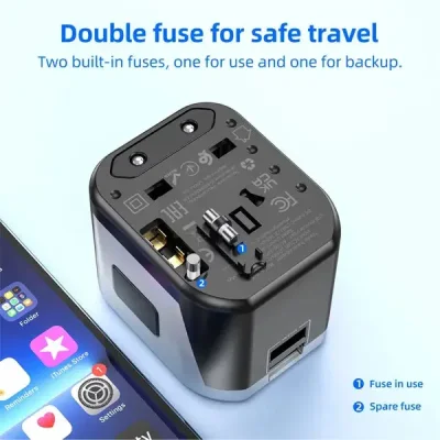 Hoco AC5 2USB+1Socket Universal Conversion travel Charger - Image 3