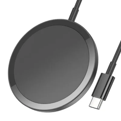 Hoco CW52 15W Magnetic Wireless Charger Fast Charging For phones and headsets Supports magnetic positioning - Image 2