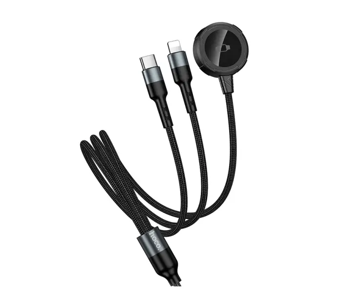 HOCO CW64 3-in-1 Magnetic Wireless Charging Cable with USB-C, Lightning (1.2m)