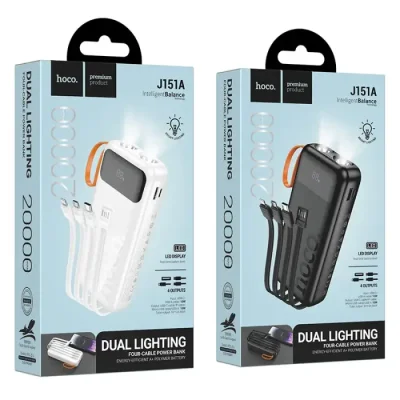 Hoco J151A Spirit 20000mAh 10W Power Bank With Built-in Cables & Flashlight - Image 6