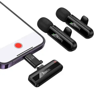 Hoco L20A Fair Dual Mic Lavalier Wireless Microphone (Type C & Lightning) - Image 4