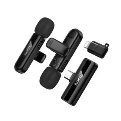 Hoco L20A Fair Dual Mic Lavalier Wireless Microphone (Type C & Lightning) - Image 3