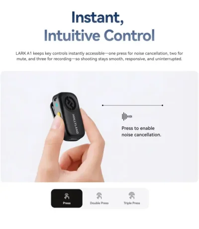 Hollyland LARK A1 Mini Duo 2-Person Wireless Microphone System with USB-C Connector for Mobile Devices (Space Gray, 2.4 GHz) - Charging Dock (No Box) - Image 5