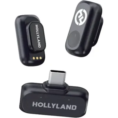 Hollyland LARK A1 Mini Duo 2-Person Wireless Microphone System with USB-C Connector for Mobile Devices (Space Gray, 2.4 GHz) - Charging Dock (No Box) - Image 3