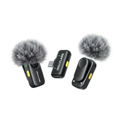 Hollyland LARK A1 Mini Duo 2-Person Wireless Microphone System with USB-C Connector for Mobile Devices (Space Gray, 2.4 GHz) - Charging Dock (No Box) - Image 2
