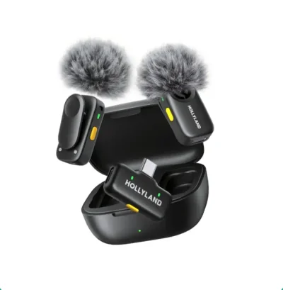 Hollyland LARK A2 DUO 2-Person Wireless Microphone System with USB-C Connector with charging box - Image 1