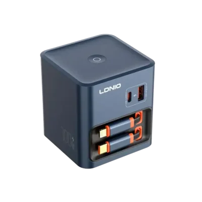 LDNIO Q16 100W GaN Desktop Charger 4-Port with Retractable Cables - Image 2