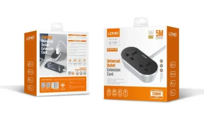 LDNIO SC2018-5M 3 Pin 2 Port Black Power Strip (5 Meter) - Image 4