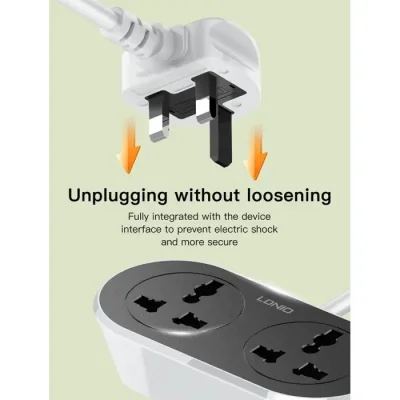 LDNIO SC2018-5M 3 Pin 2 Port Black Power Strip (5 Meter) - Image 3