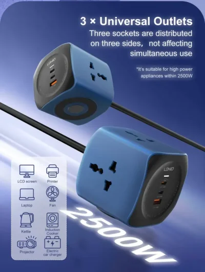 LDNIO SC3319 65W 6 in 1 Power Socket Cube 2500W Outlets - Image 4