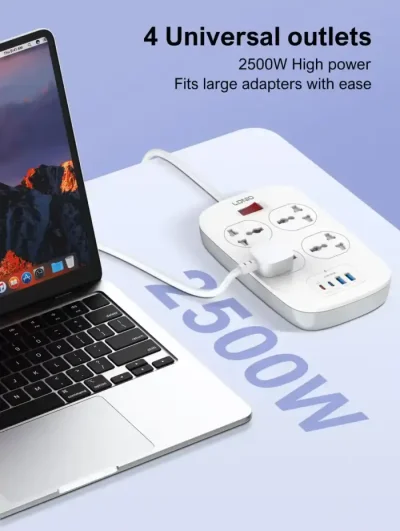 LDNIO SC4407C Universal Outlet 45W USB Power Strip with 4 AC outlets - Image 6