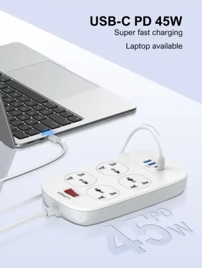 LDNIO SC4407C Universal Outlet 45W USB Power Strip with 4 AC outlets - Image 4