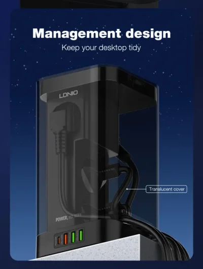 LDNIO SEW4485 Multiple 2500w Tower Power Strip 32W USB Output With Wireless Charging - Image 5