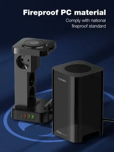 LDNIO SEW4485 Multiple 2500w Tower Power Strip 32W USB Output With Wireless Charging - Image 7