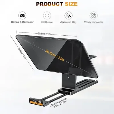 LENSGO TC12P 12.9″ Teleprompter with Remote Control for Smartphone/Tablets - Image 4