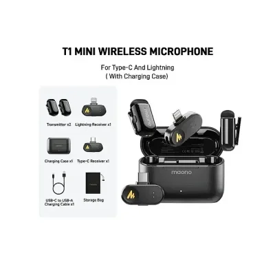 Maono WAVE T1 MINI Wireless Microphone noise cancellation with Ai Voice Changer Microphone - Image 3