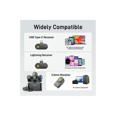 Maono Wave T5 Wireless Lavalier Microphone COMBO EDITION( ANDRIOD, IPHONE , CAMERA) - Image 2