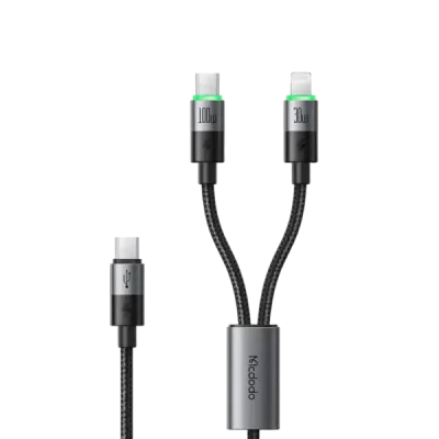 Mcdodo CA-6700 2 in 1 100W USB-C to USB-C & Lightning Cable 1.5M - Image 1