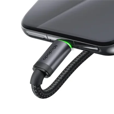 MCDODO CA3990 USB-A TO MICRO USB CABLE WITH CHARGING LIGHT 1M - BLACK - Image 2