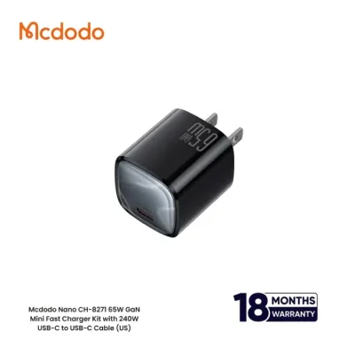 Mcdodo Nano CH-8271 65W GaN Mini Fast Charger Kit with 240W USB-C to USB-C Cable (US) - Image 2